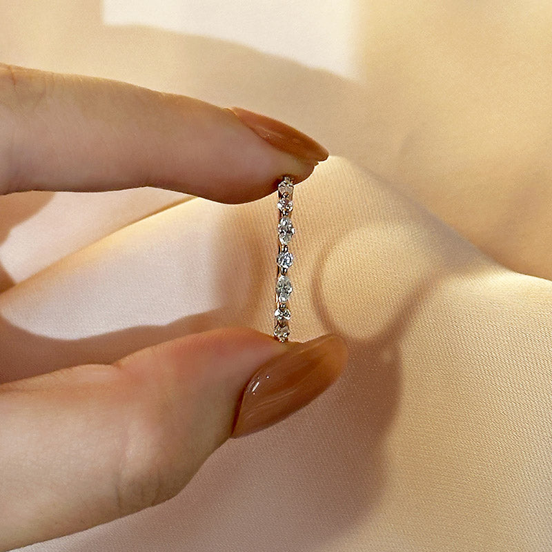 Ahabobo Elegant Marquise Cut Wedding Band