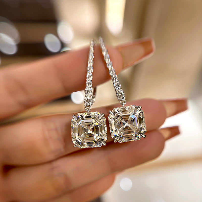 8.0Ct Elegant Asscher Cut Women's Earrings In Sterling Silver