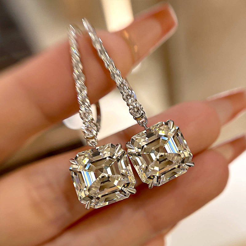 8.0Ct Elegant Asscher Cut Women's Earrings In Sterling Silver