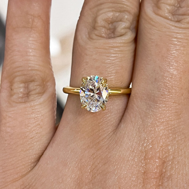 Ahabobo Sparkle Oval Cut Engagement Ring For Women In Sterling Silver