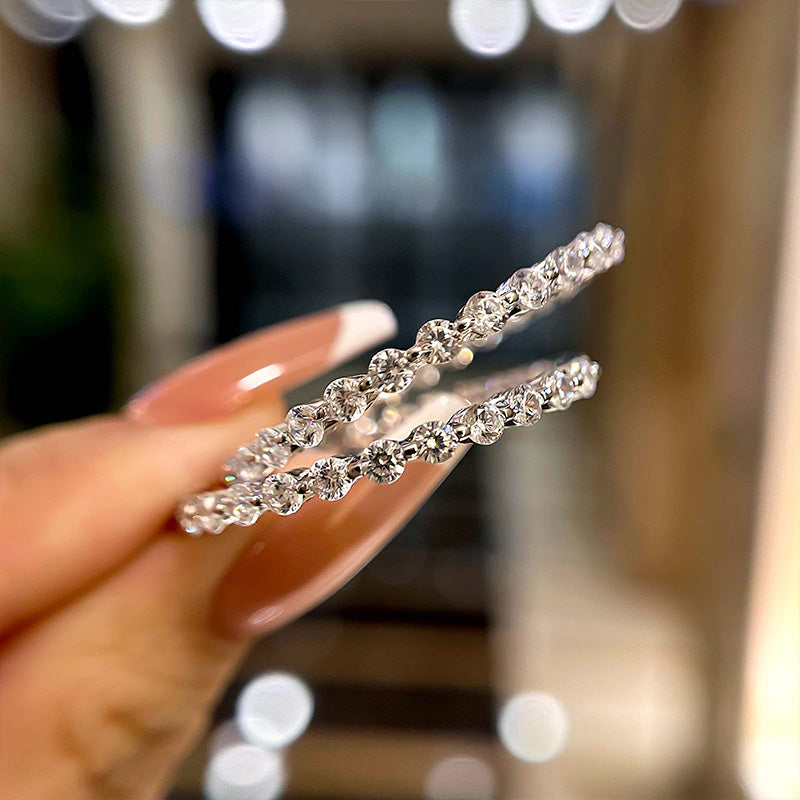 1.0Ct Sparkle Round Cut Women's Hoop Earrings In Sterling Silver