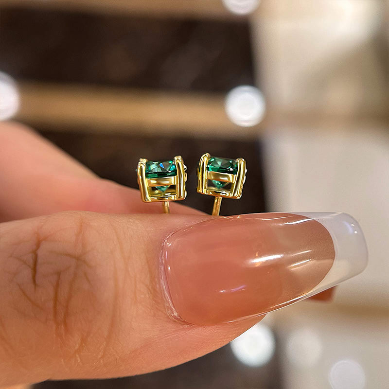 1.0Ct Stunning Yellow Gold Round Cut Paraiba Tourmaline Earrings In Sterling Silver