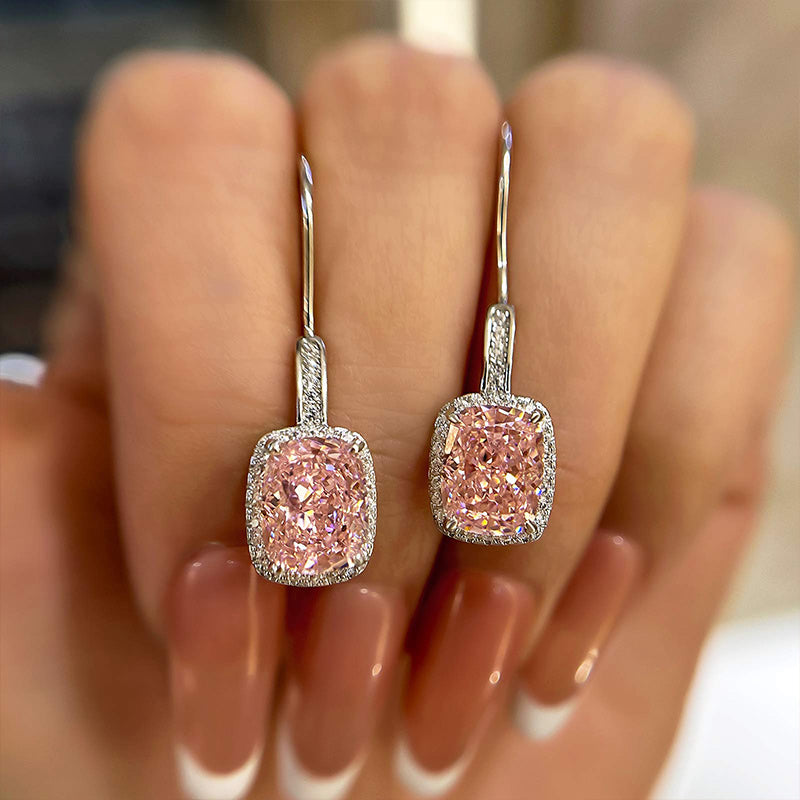 2.5Ct Lovely Halo Cushion Cut Women's Earrings
