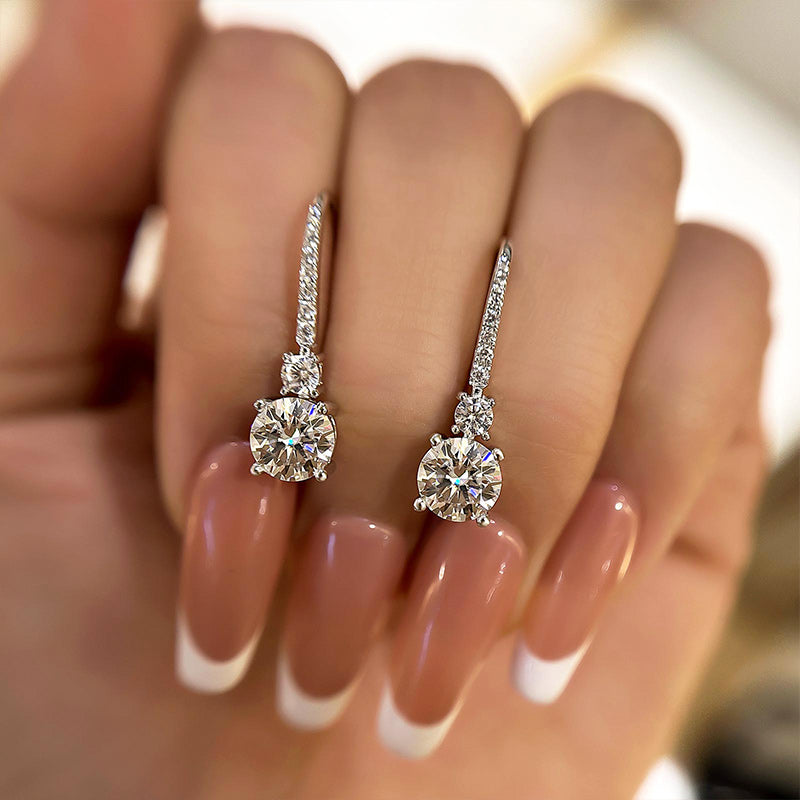 1.0Ct Moissanite Round Cut Stud Earrings