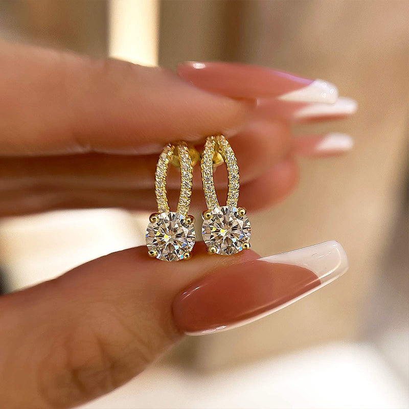 1.0Ct Moissanite Exclusive Round Cut Stud Earrings