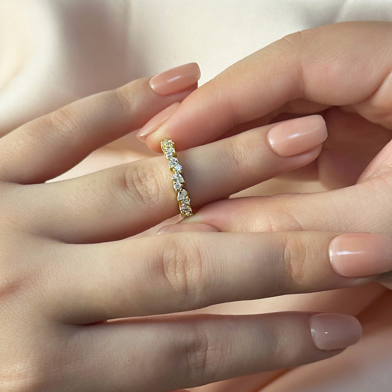Ahabobo Unique Half Pear & Round Cut Women's Wedding Band