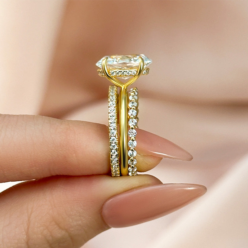4.0Ct Oval Cut Women's Wedding Ring Set Travle Ring In Sterling Silver
