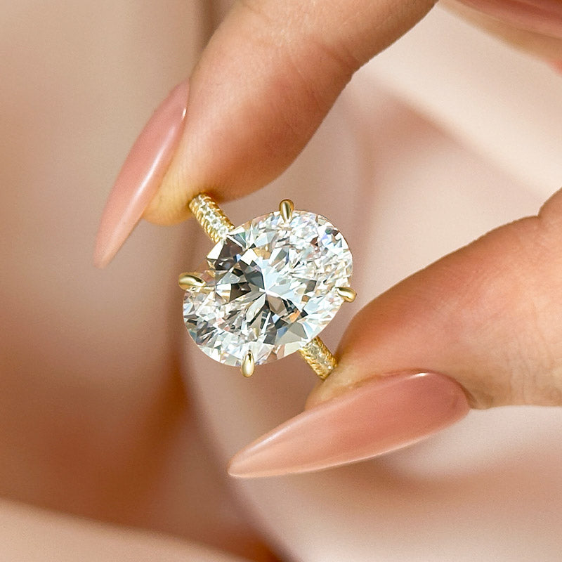 Excellent Oval Cut Sona Simulated Diamond Engagement Ring