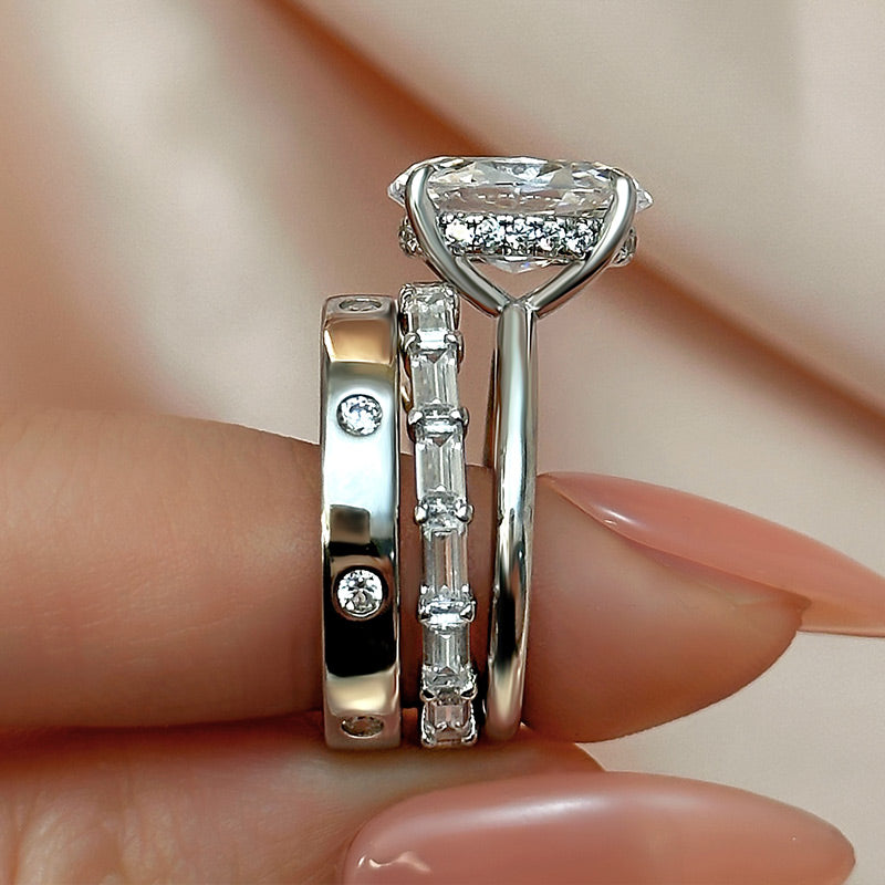 Ahabobo Unique Oval Cut 3PC Ring Set