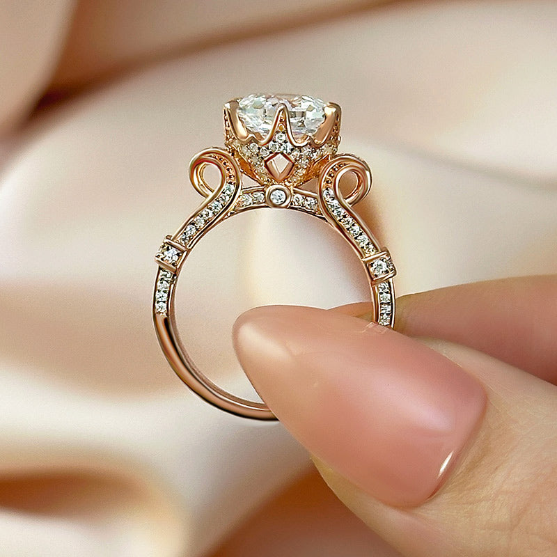 Ahabobo Unique Rose-Shaped Cut Engagement Ring For Women