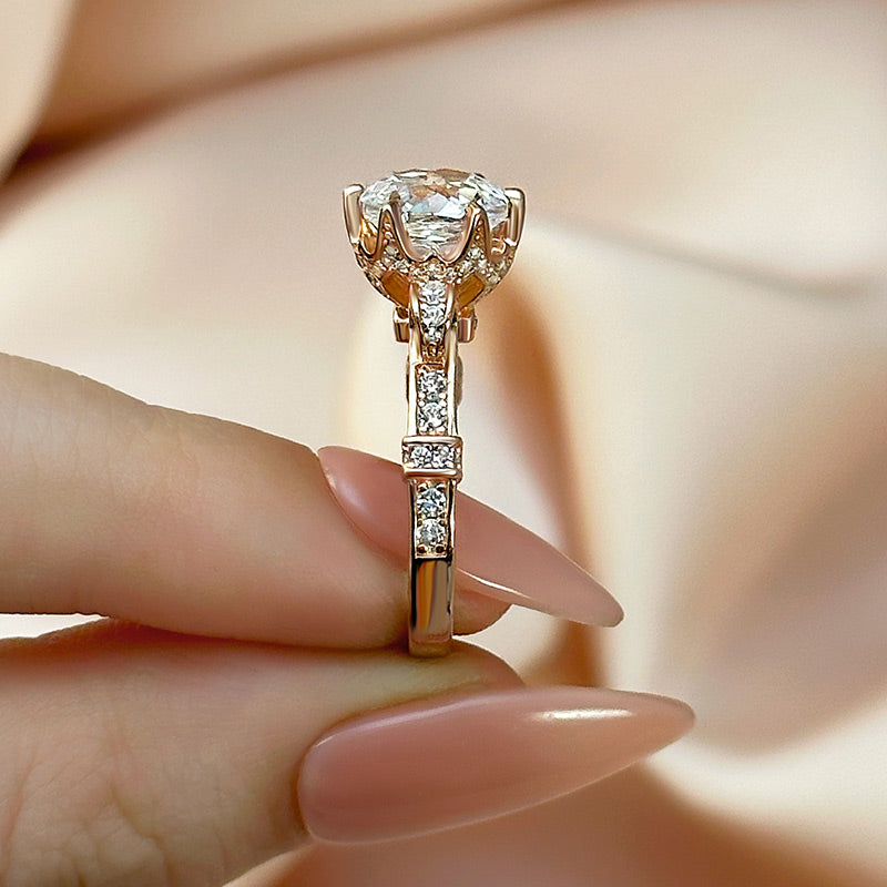 Ahabobo Unique Rose-Shaped Cut Engagement Ring For Women