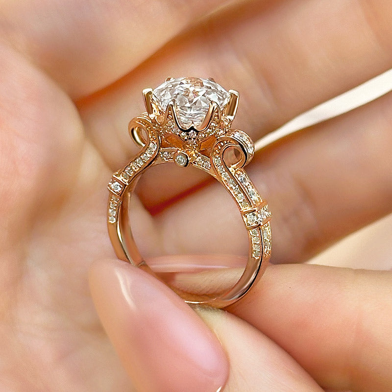 Ahabobo Unique Rose-Shaped Cut Engagement Ring For Women