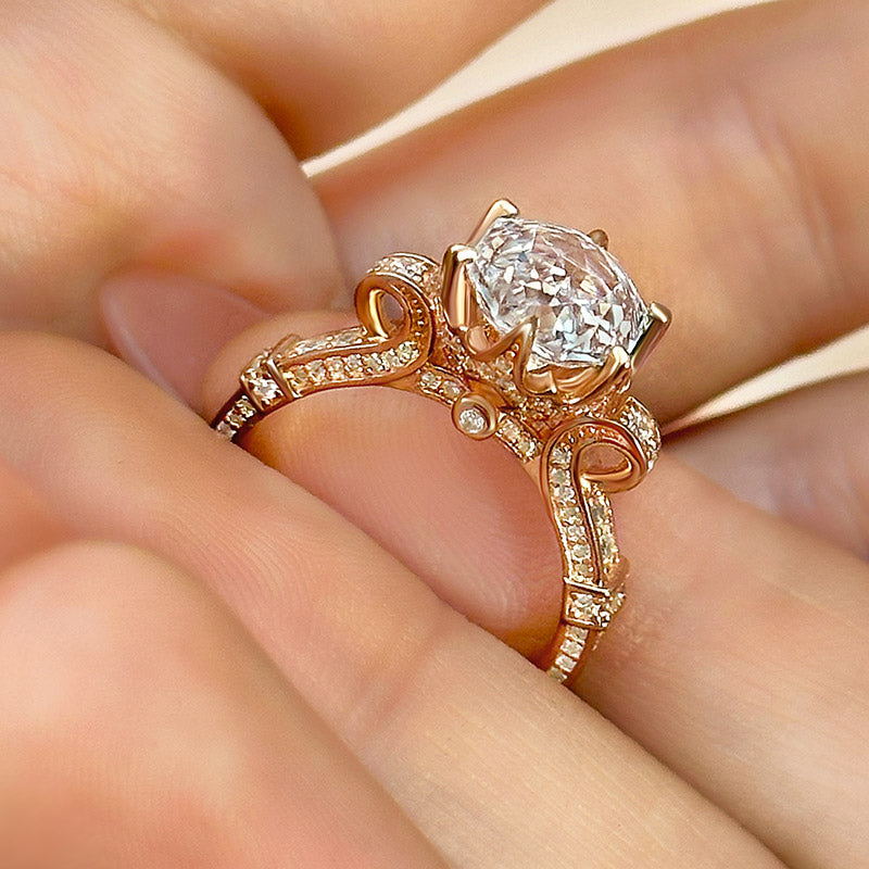 Ahabobo Unique Rose-Shaped Cut Engagement Ring For Women