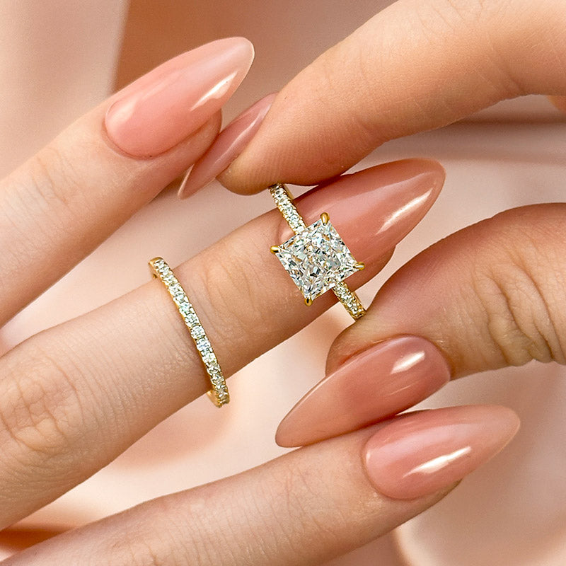 Elegant Square Princess Cut Wedding Ring Set For Women In Sterling Silver