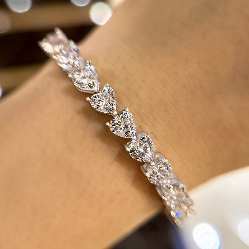 Stunning Heart Cut Bracelet for Women In Sterling Silver