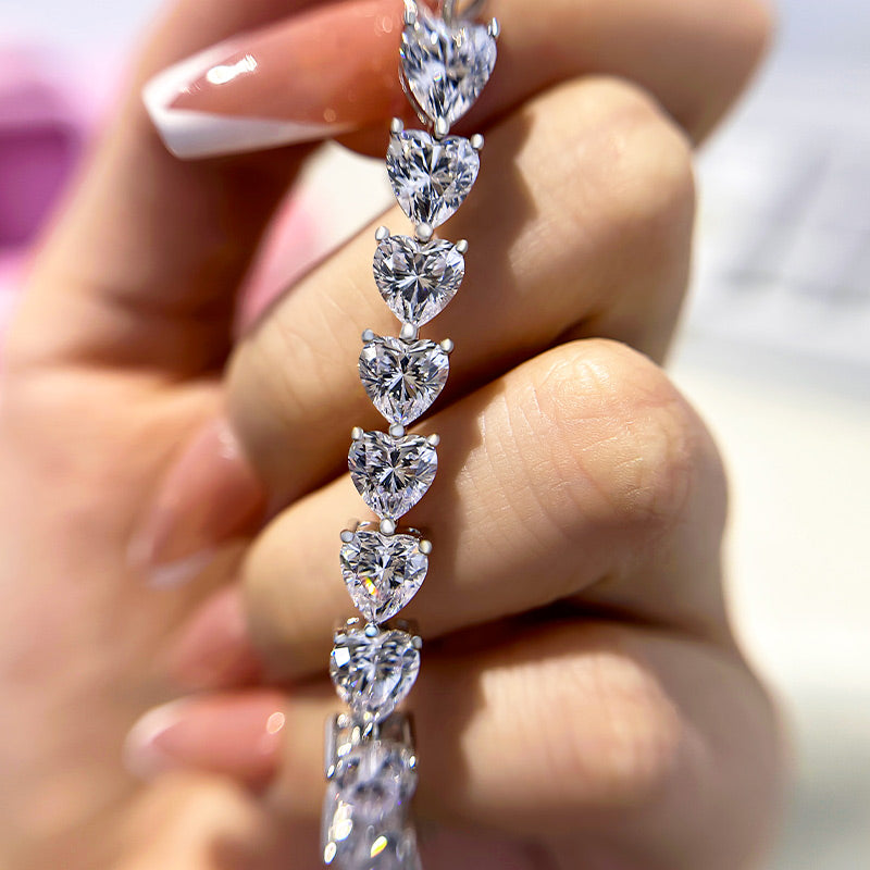 Stunning Heart Cut Bracelet for Women In Sterling Silver