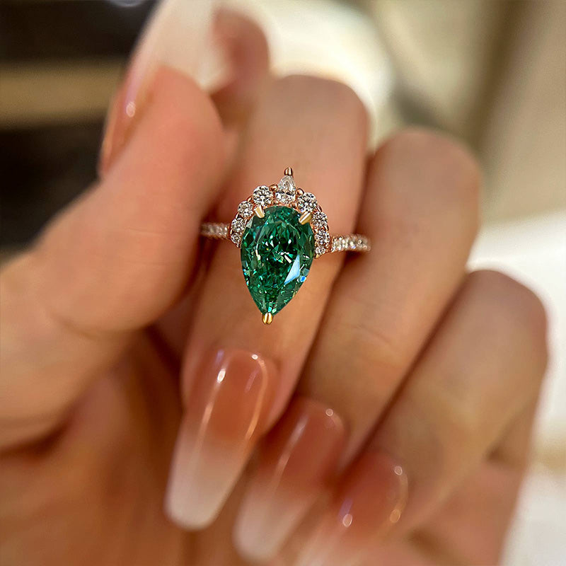 Lovely Rose Gold Pear Cut Paraiba Tourmaline Engagement Ring