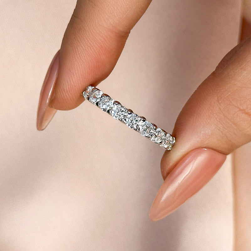 Ahabobo Classic Half Eternity Round Cut Wedding Band