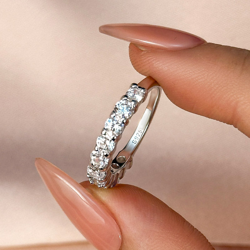 Ahabobo Classic Half Eternity Round Cut Wedding Band