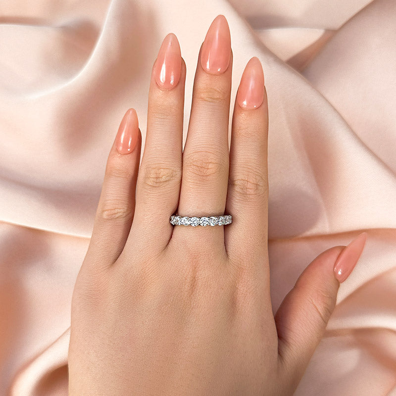 Ahabobo Classic Half Eternity Round Cut Wedding Band