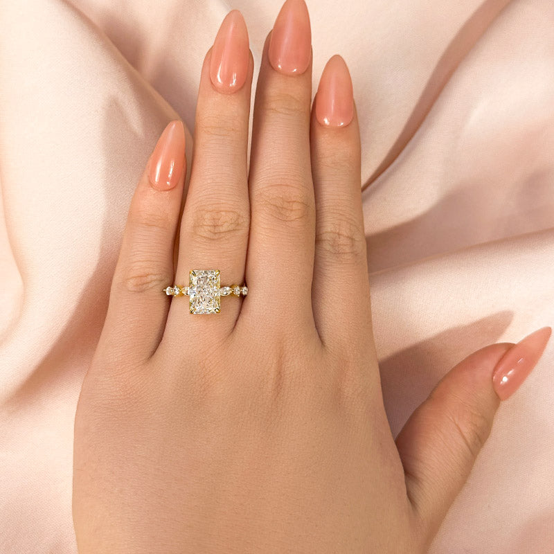 Sparkle Crushed Ice Radiant Cut Engagement Ring For Women In Sterling Silver