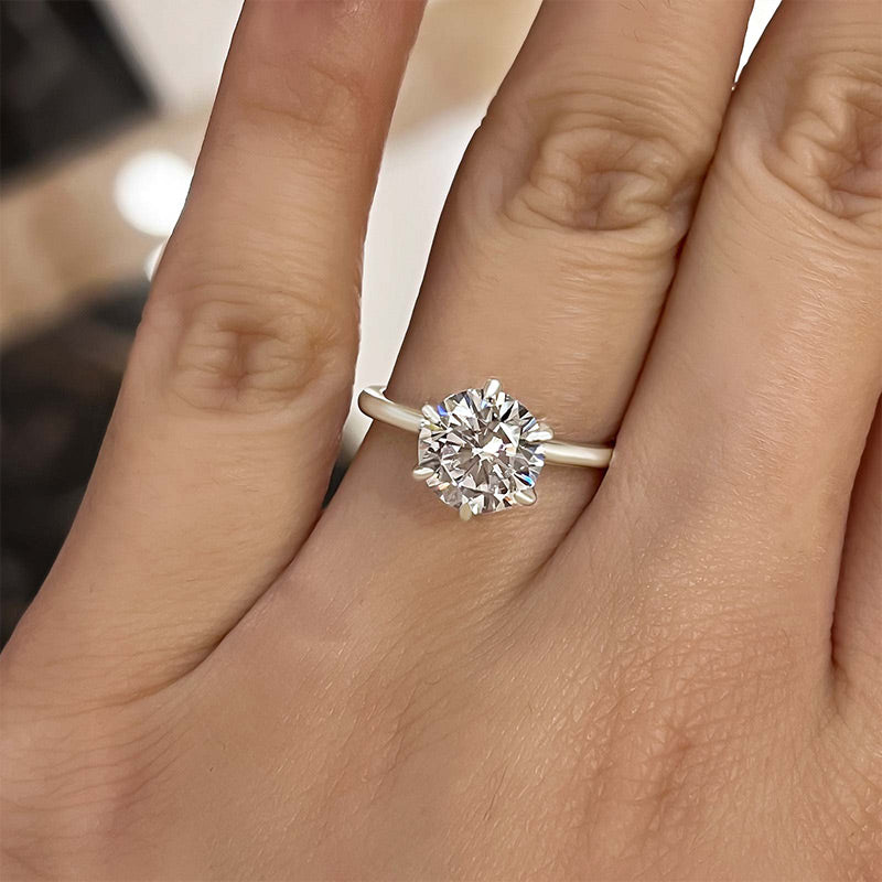 Classic Round Cut Solitaire Engagement Ring for Her