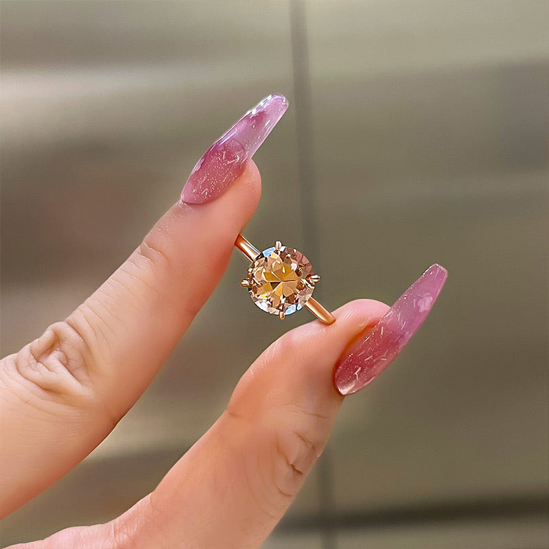 Gorgeous Round Cut Morganite Pink Engagement Ring For Women In Sterling Silver