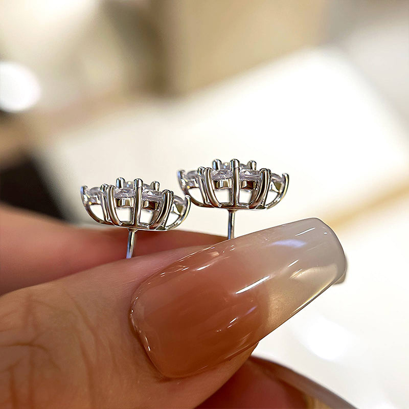 2.0Ct Precious Flower Design Round Cut Earrings