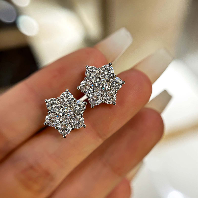 2.0Ct Precious Flower Design Round Cut Earrings