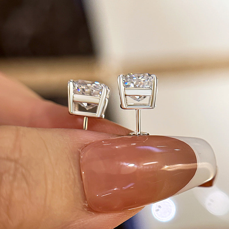 1.5 Carat Cushion Cut Sterling Silver Women's Stud Earrings