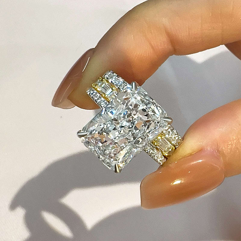 Ahabobo Timeless 3PCS Radiant Cut Wedding Ring Set