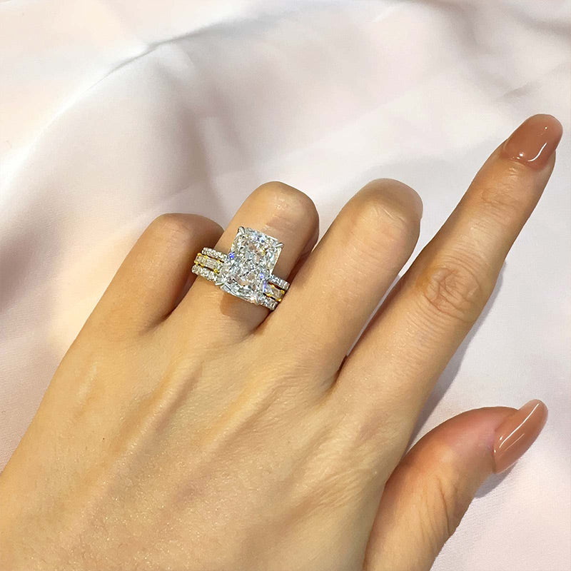 Ahabobo Timeless 3PCS Radiant Cut Wedding Ring Set