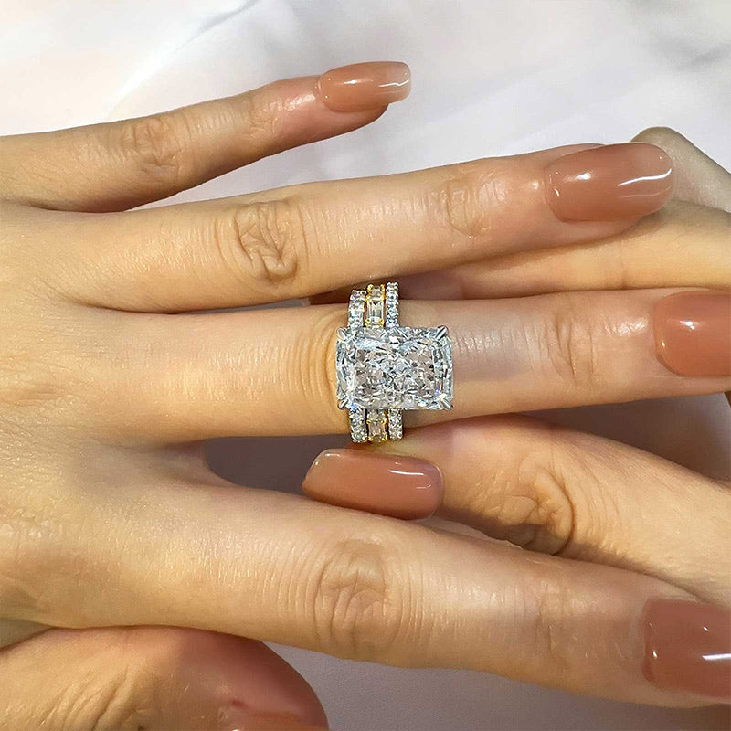 Ahabobo Timeless 3PCS Radiant Cut Wedding Ring Set