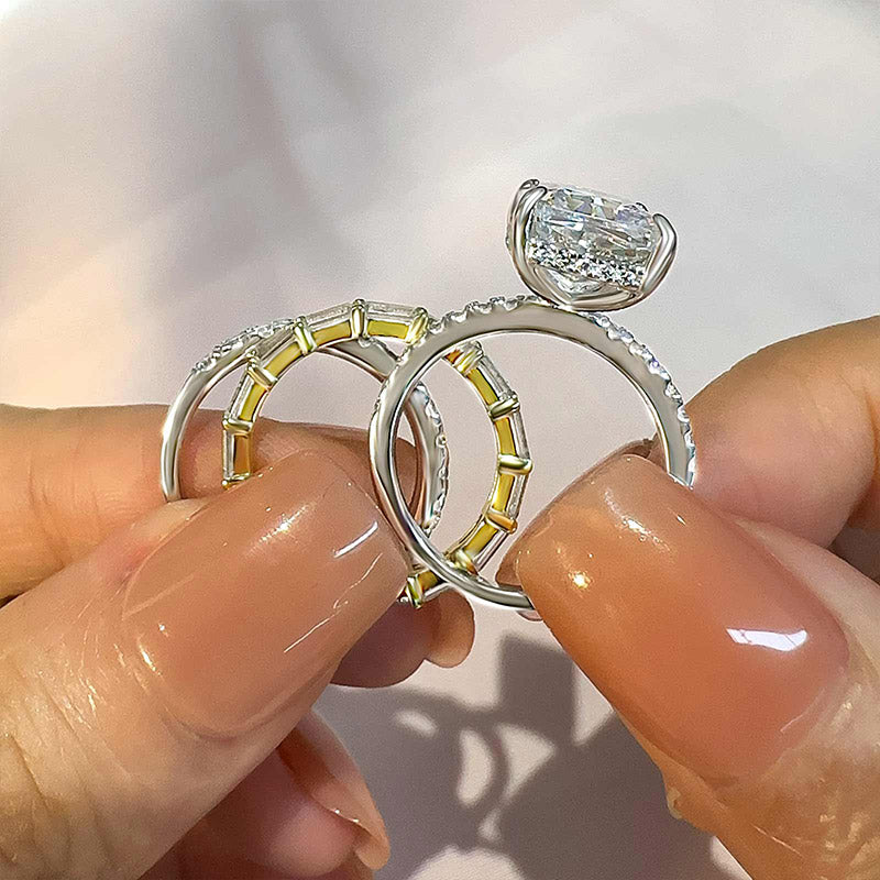 Ahabobo Timeless 3PCS Radiant Cut Wedding Ring Set