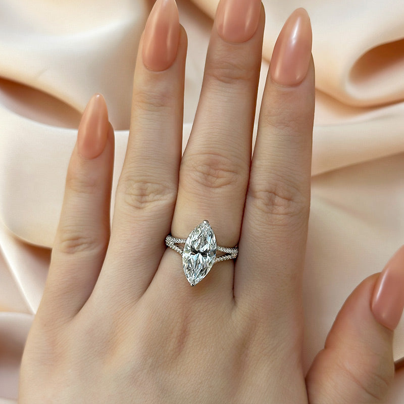 Maxine Exquisite Split Shank 4.0Ct Marquise Cut Engagement Ring