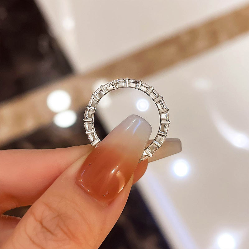 Stunning Cushion Cut Women's Wedding Band In Sterling Silver