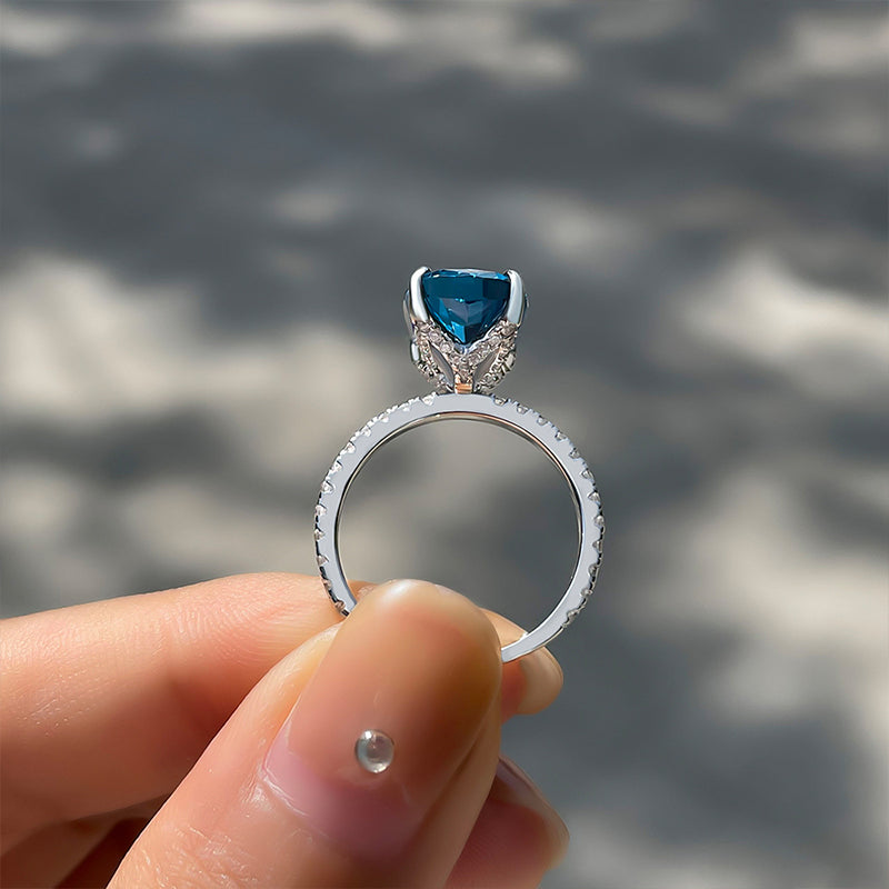 Montana Blue Yoga Sapphire Cushion Cut Exclusive Engagement Ring