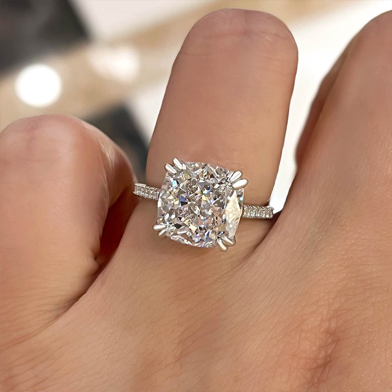 Stunning Cushion Cut Women's Engagement Ring In Sterling Silver