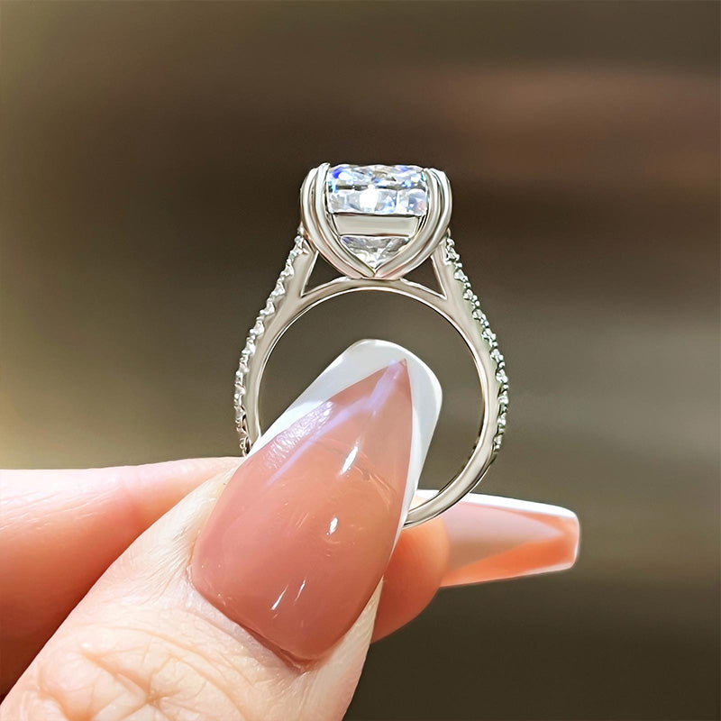 Stunning Cushion Cut Women's Engagement Ring In Sterling Silver