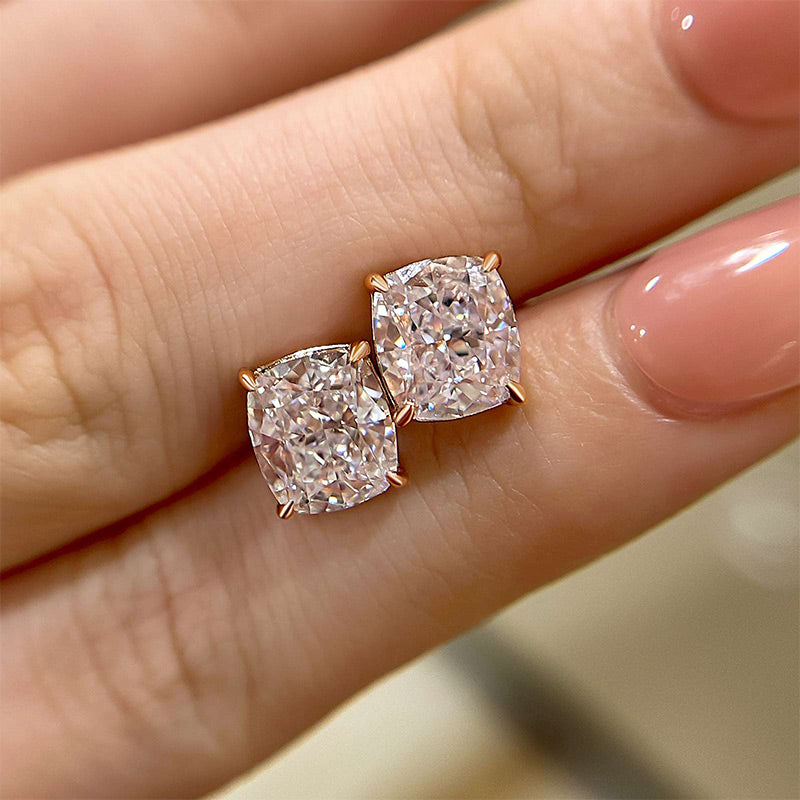 2.0Ct Classic Crushed Ice Cushion Cut Women's Stud Earrings In Sterling Silver