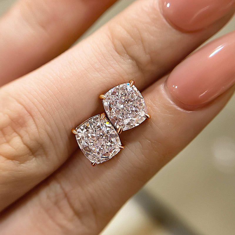 2.0Ct Classic Crushed Ice Cushion Cut Women's Stud Earrings In Sterling Silver