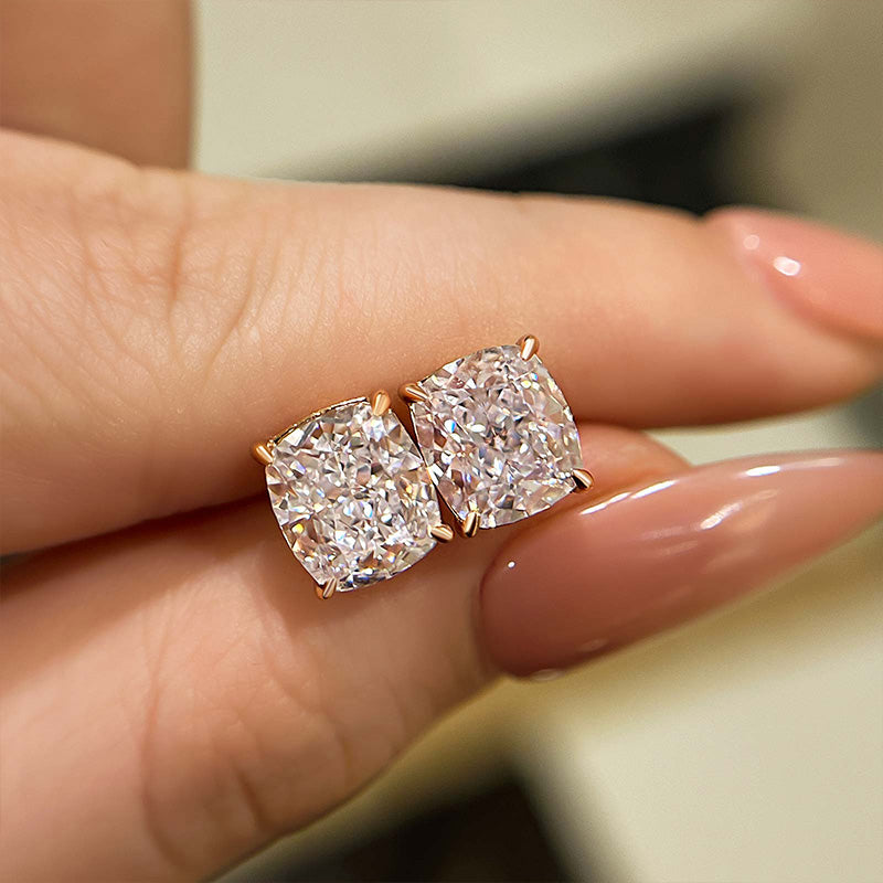 2.0Ct Classic Crushed Ice Cushion Cut Women's Stud Earrings In Sterling Silver