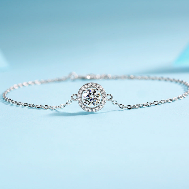 Moissanite Halo Round Cut Bracelet