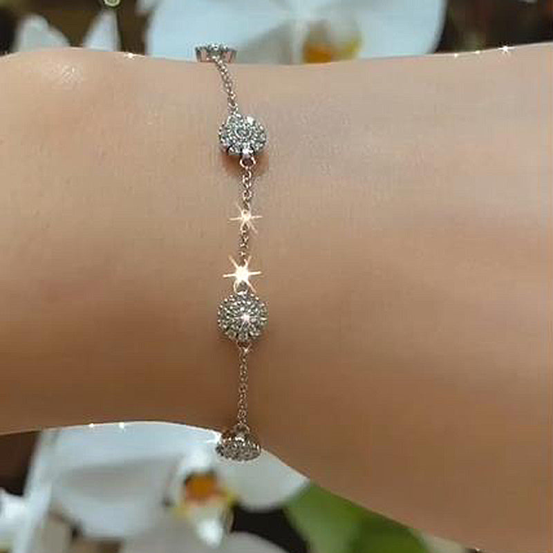 Elegant Flower Design Bracelet For Women In Sterling Silver