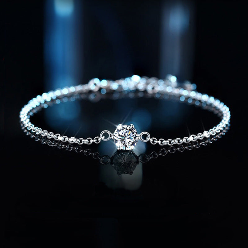 Moissanite 6 Prongs Round Cut Bracelet