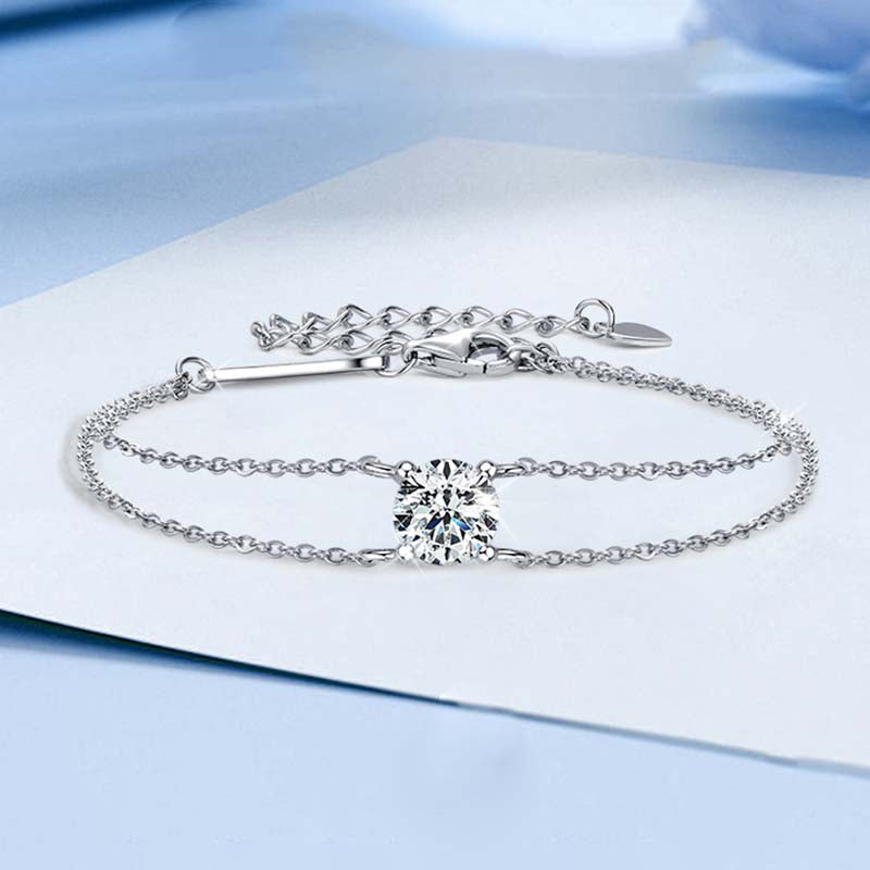 Moissanite 4 Prongs 1.0 Carat Round Cut Bracelet