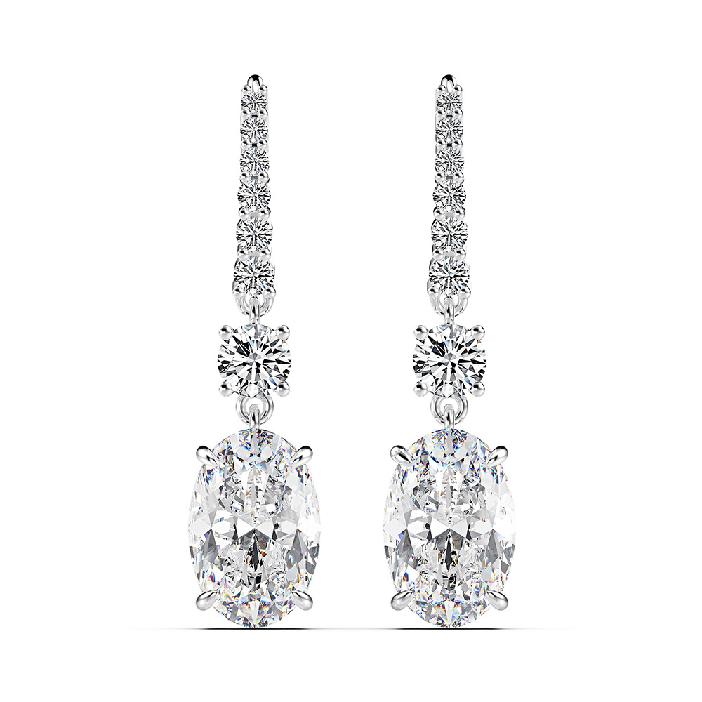 2.0Ct Luxury Oval Cut Sona Simulated Diamond Drop Earrings for Women In Sterling Silver