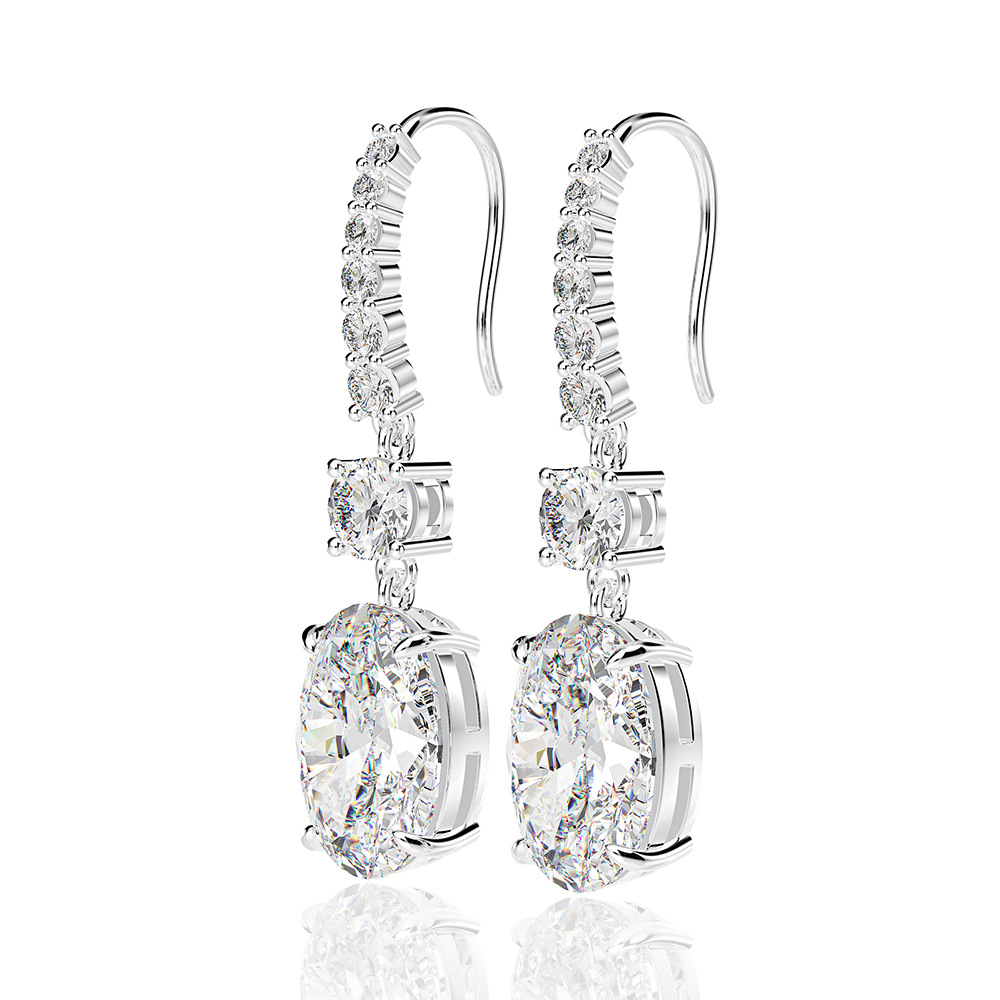 2.0Ct Luxury Oval Cut Sona Simulated Diamond Drop Earrings for Women In Sterling Silver