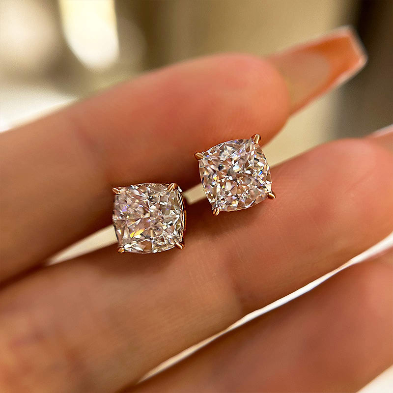 1.5 Carat Cushion Cut Sterling Silver Women's Stud Earrings