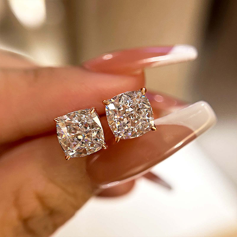1.5 Carat Cushion Cut Sterling Silver Women's Stud Earrings